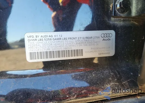 2012 Audi A6 Prestige from USA, damaged, VIN WAUHGAFC2CN107741